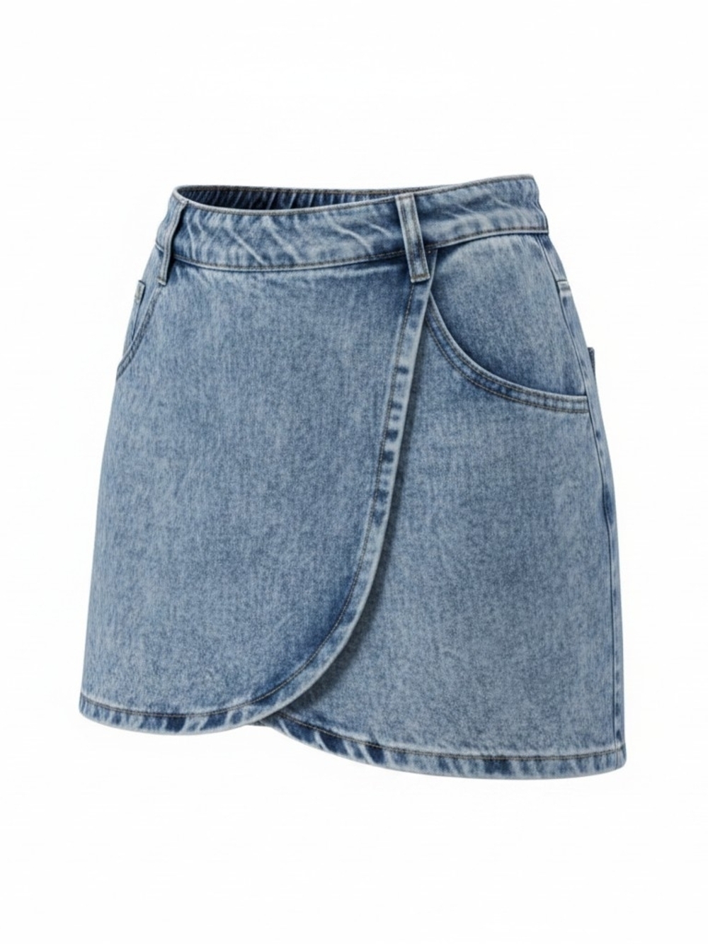 Shein Girls Versitile Cute Denim Wrap Mini Skort - Light Blue 10Y EUC